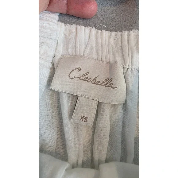 Cleobella Jolene White Organic Cotton Heart Tiered Midi Dress XS Smocked Boho - Picture 8 of 11